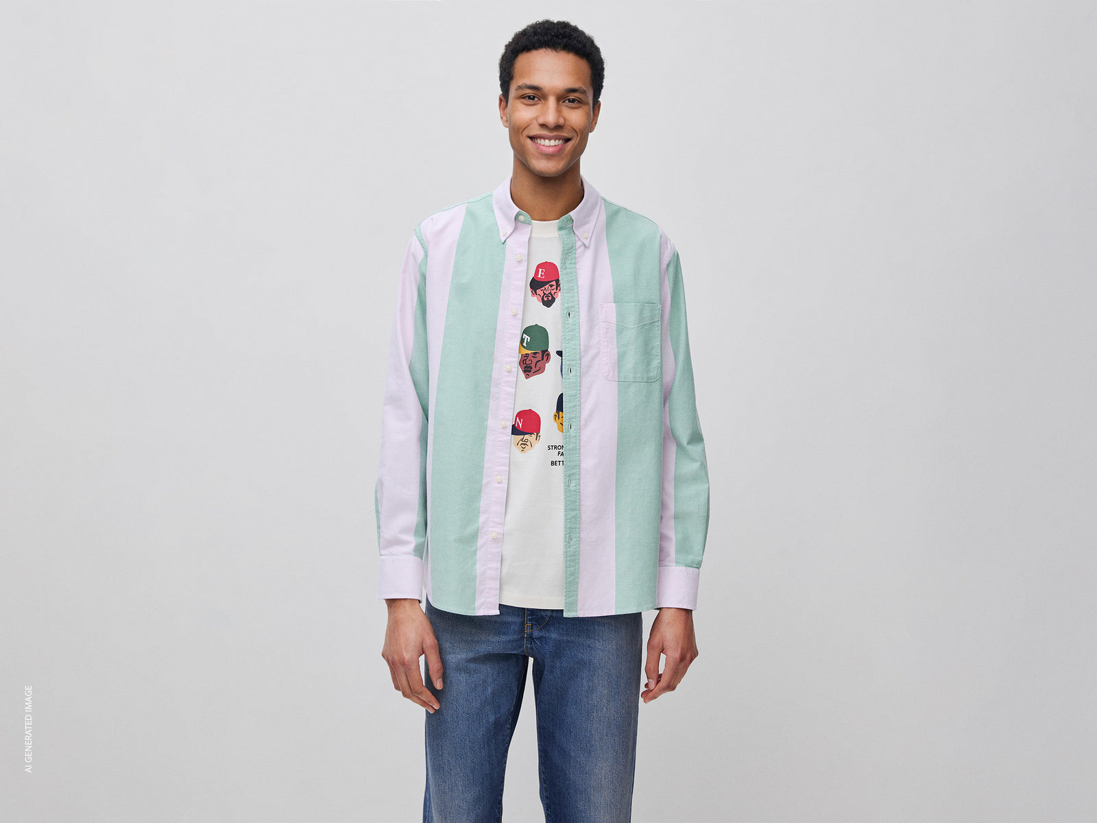Camisa às riscas verde e rosa - ucb_image_F