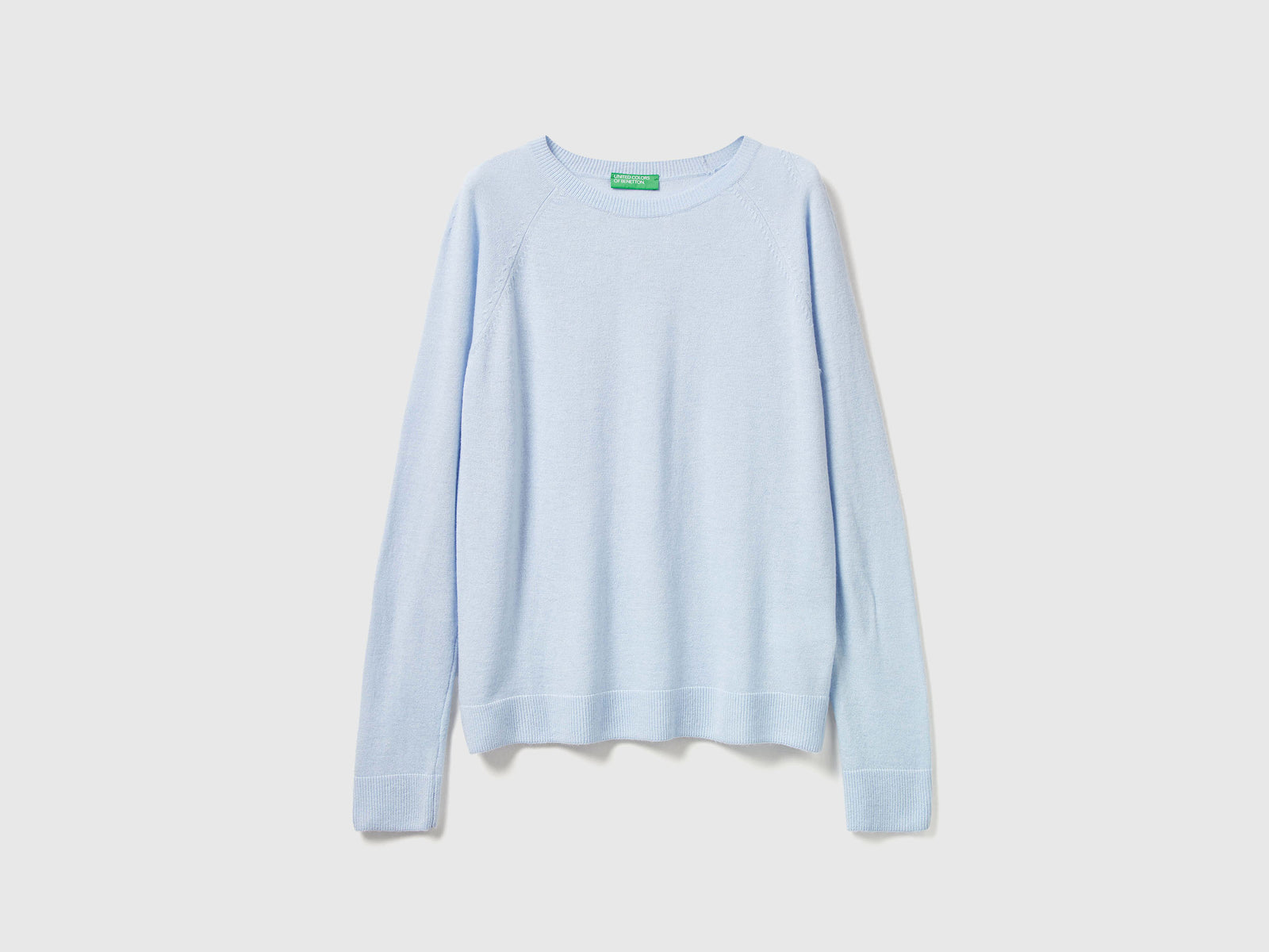 Camisola de gola redonda azul-claro em mistura de lã e caxemira - ucb_image_FS
