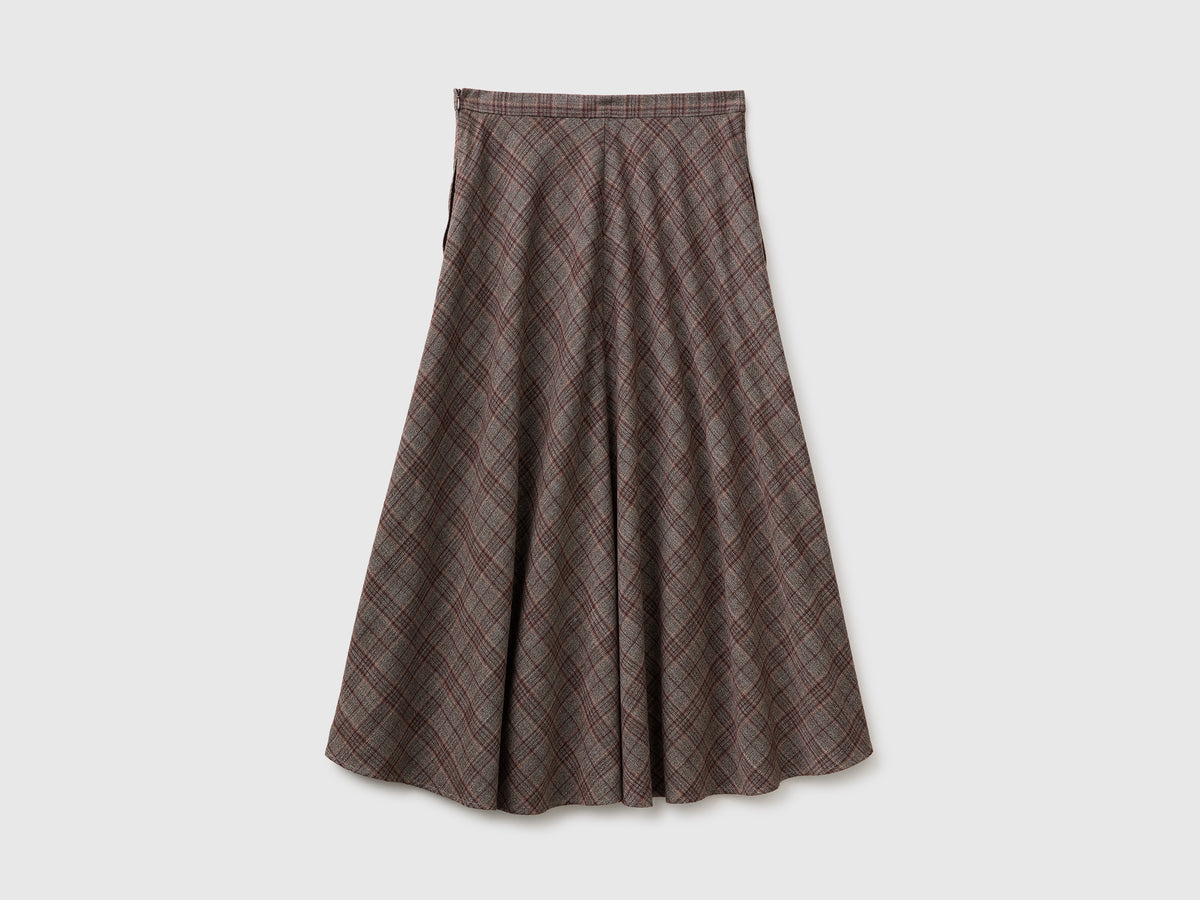 Saia comprida tartan em viscose mista - ucb_image_BS