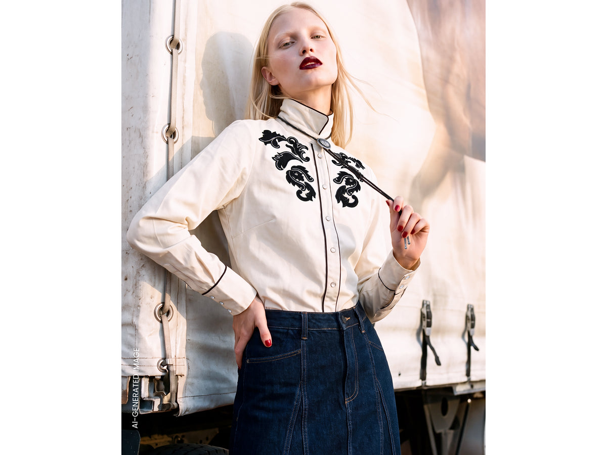 Camisa com bordados western em algodão stretch - ucb_image_F