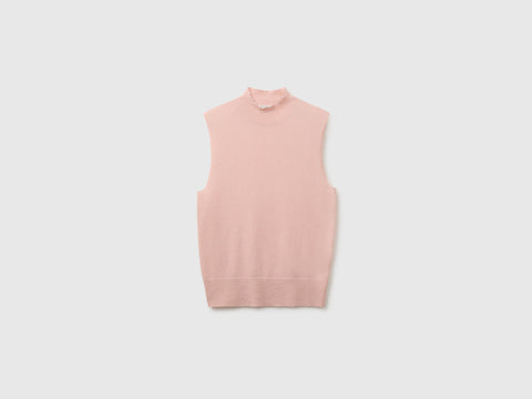 Camisola de gola alta sem mangas em mistura de lã ultraligeira - ucb_image_FS