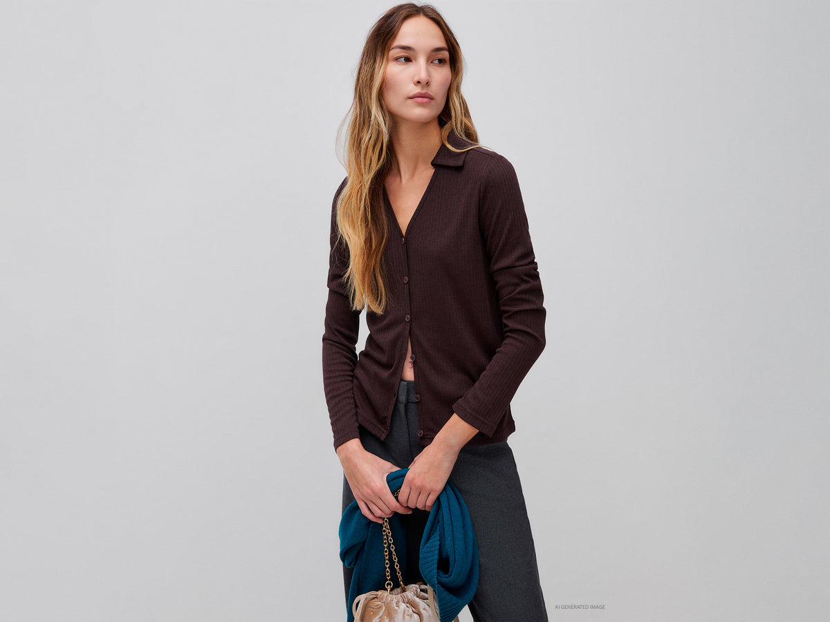 Camisola estilo polo em canelado com botões - ucb_image_F