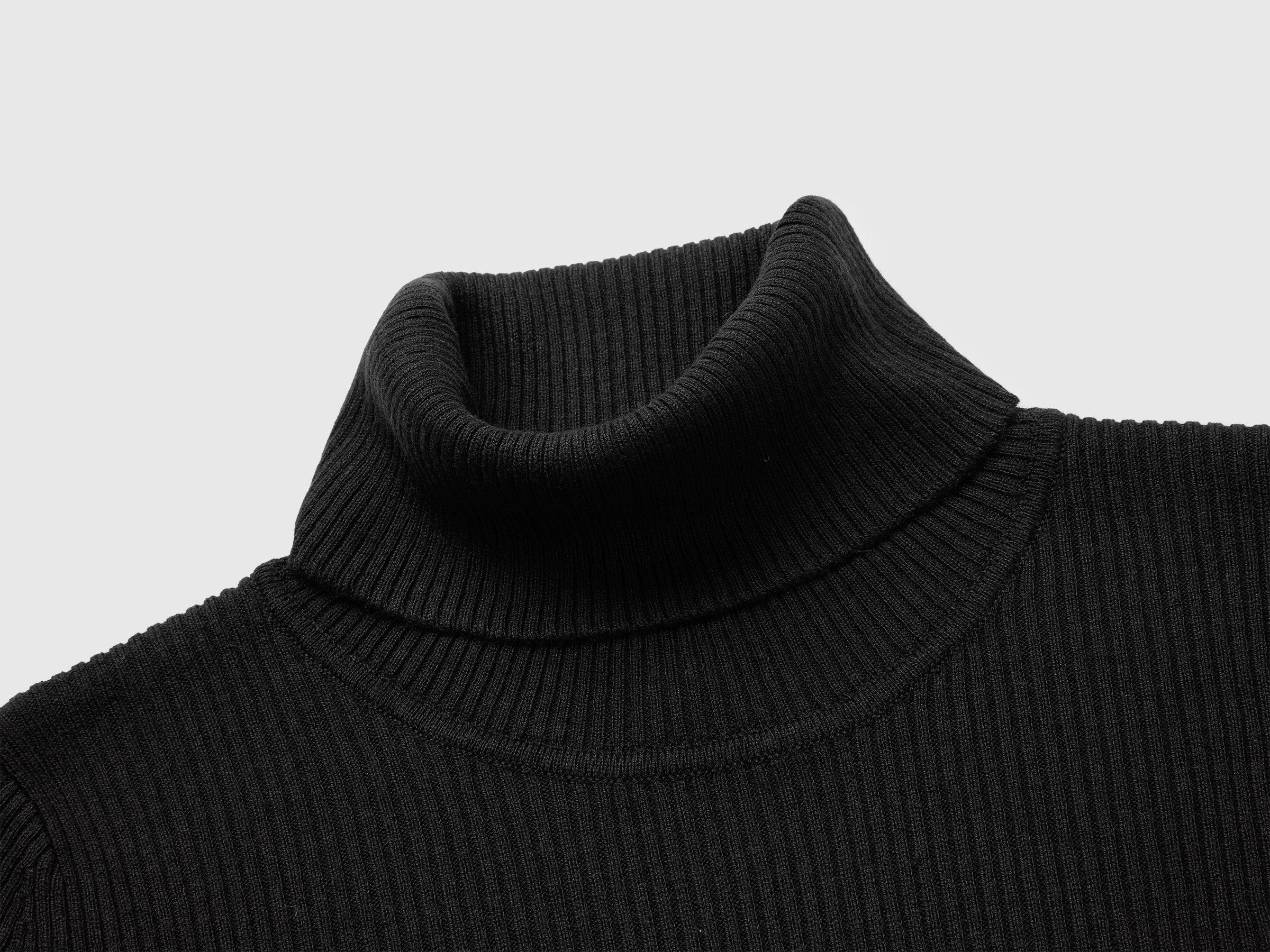 Camisola de gola alta canelada em mistura de seda e lã - ucb_image_DS1