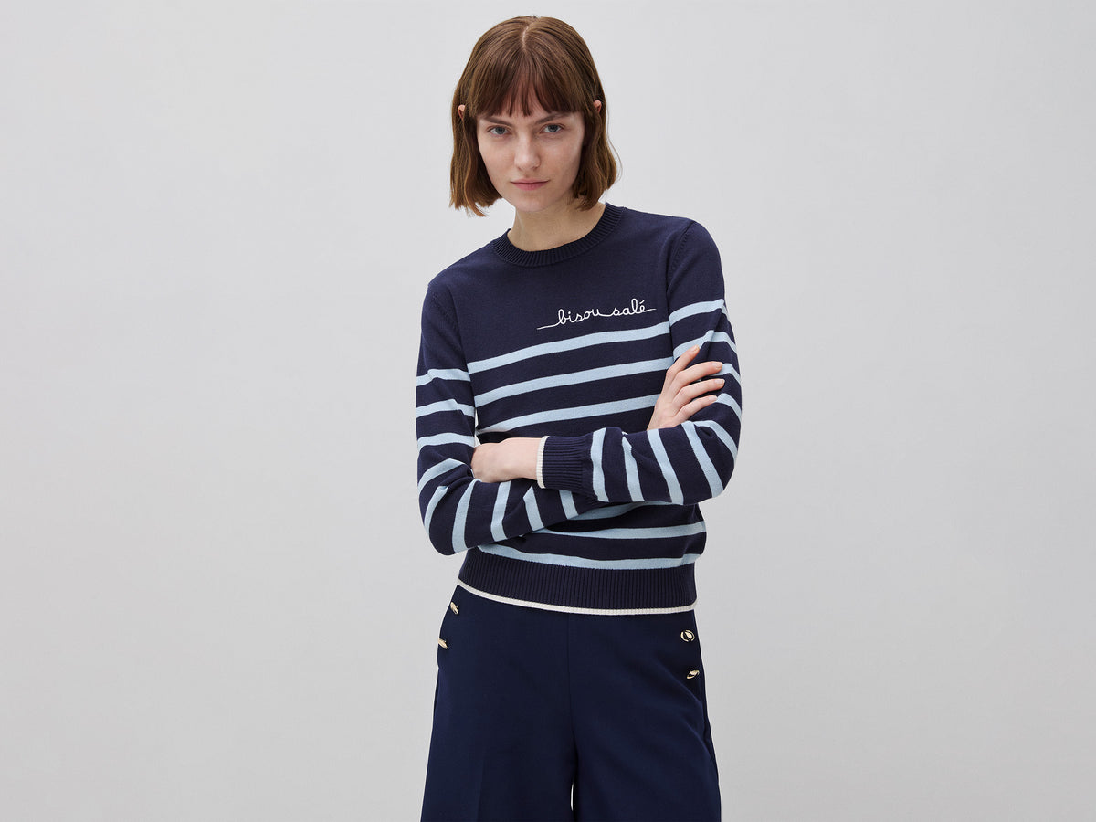 Camisola às riscas com texto bordado - ucb_image_F