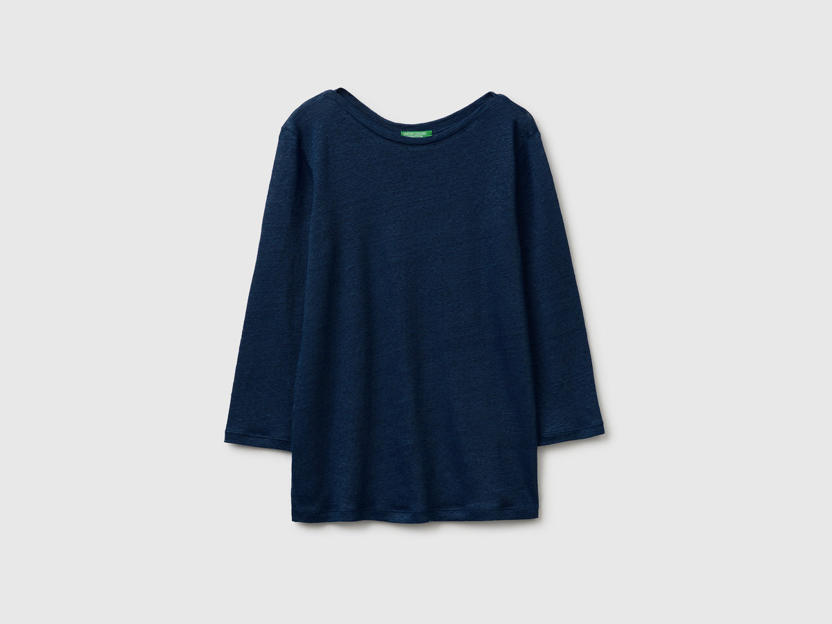 Boat-neck T-shirt in pure linen - ucb_image_FS