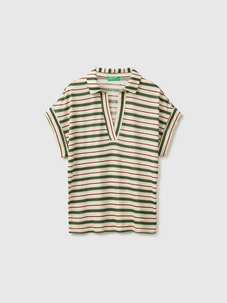 T-shirt às riscas com gola tipo polo - ucb_image_FS