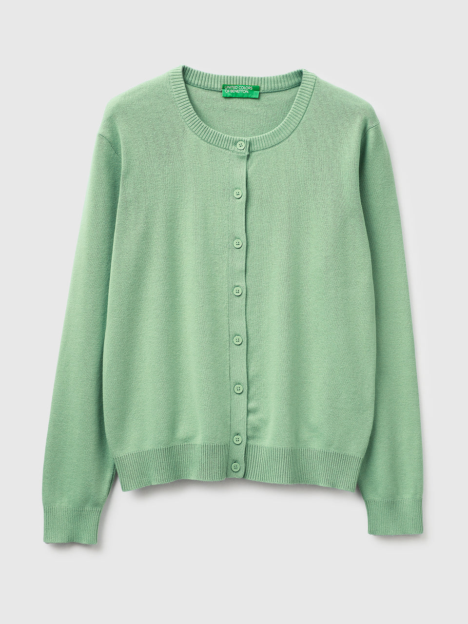 Sage green cardigan in cotton tricot - ucb_image_FS