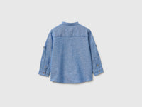 Linen blend mandarin collar shirt - ucb_image_BS