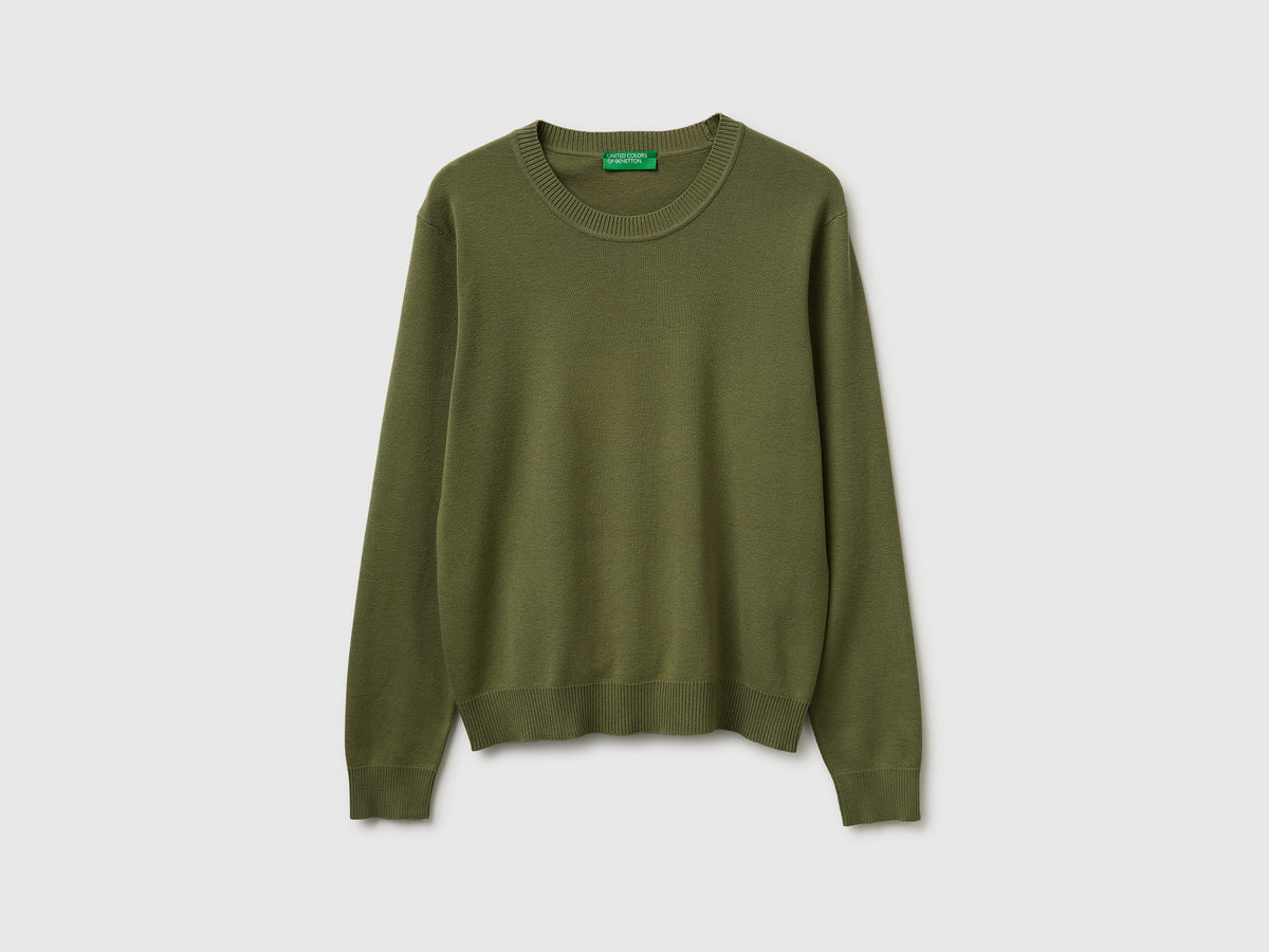 Olive green sweater in tricot cotton - ucb_image_FS