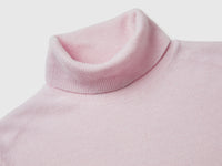 Camisola de gola alta lilás claro em pura lã Merino - ucb_image_DS1