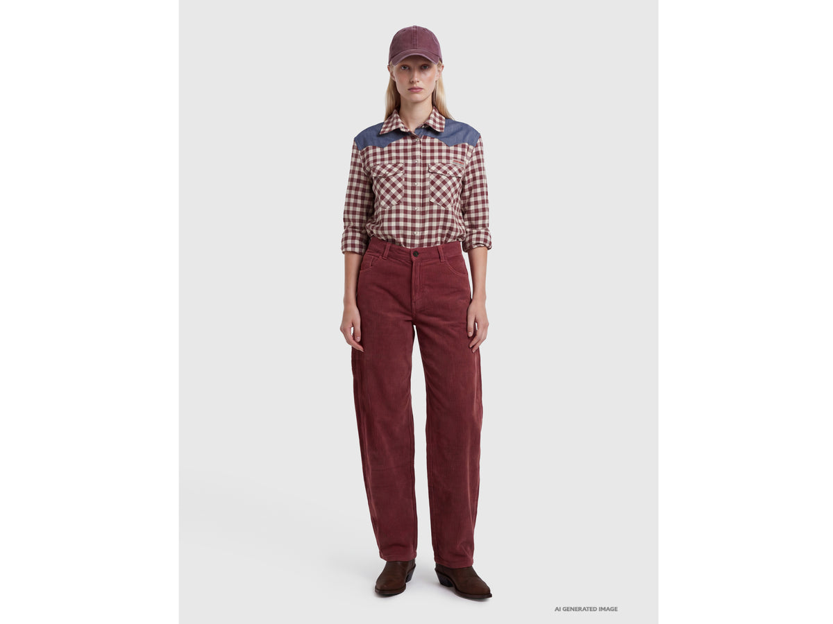 Vintage wash corduroy barrel-fit trousers