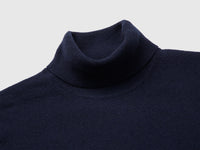 Camisola de gola alta azul da meia-noite em pura lã Merino - ucb_image_DS1