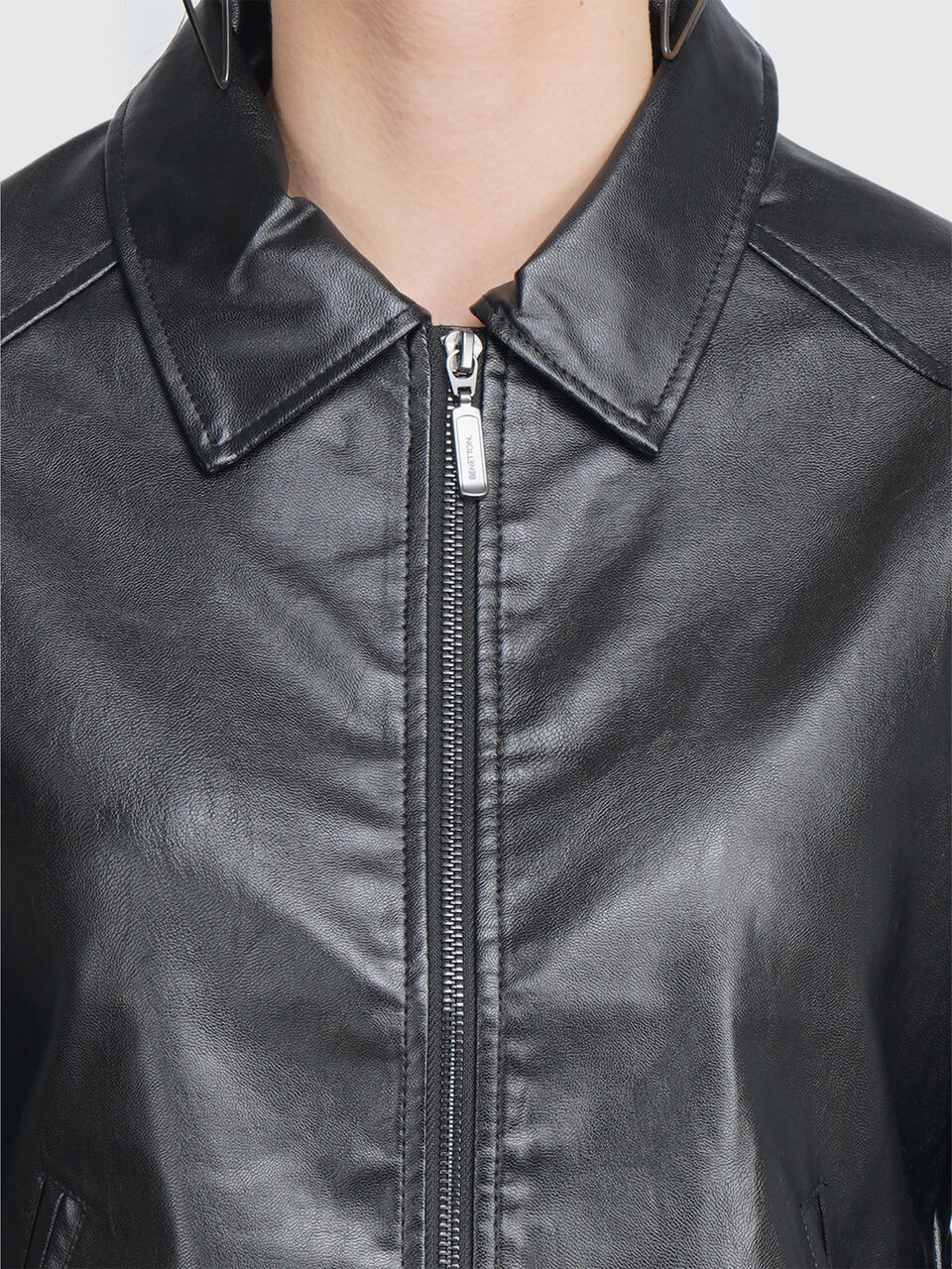 Pu Jacket With Pattern Placket image number null