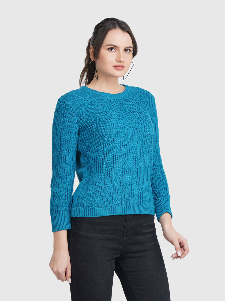 Full Sleeve Geometric Cable Structure Tricot image number null