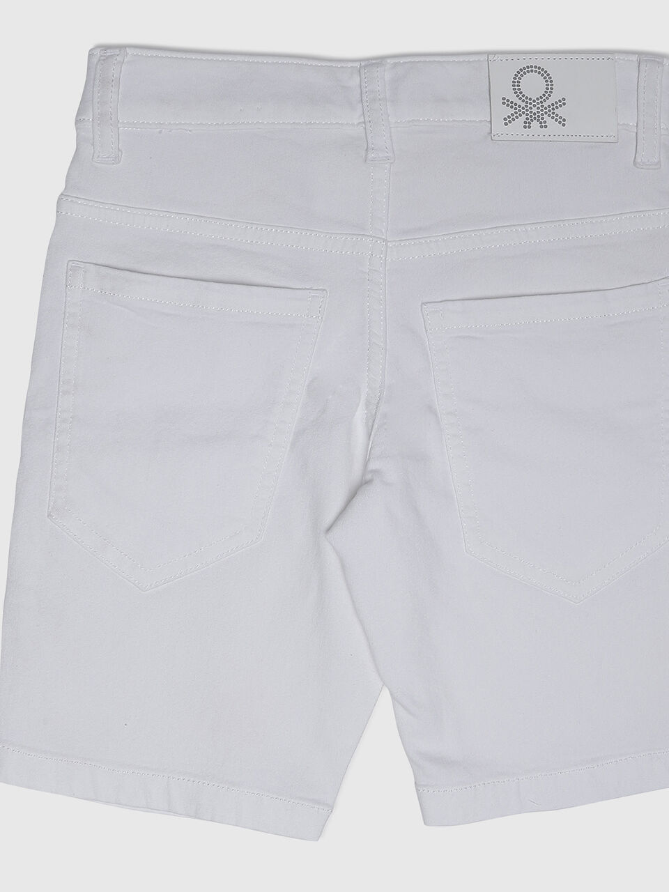 White Denim Shorts-Solid image number null