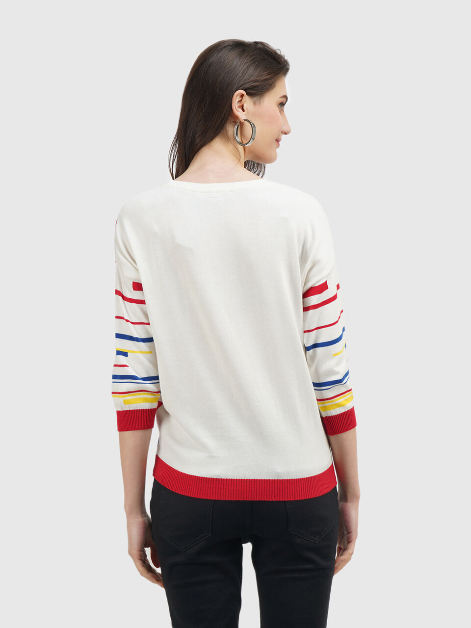 Extended Sleeve Broken Stripe Top image number null