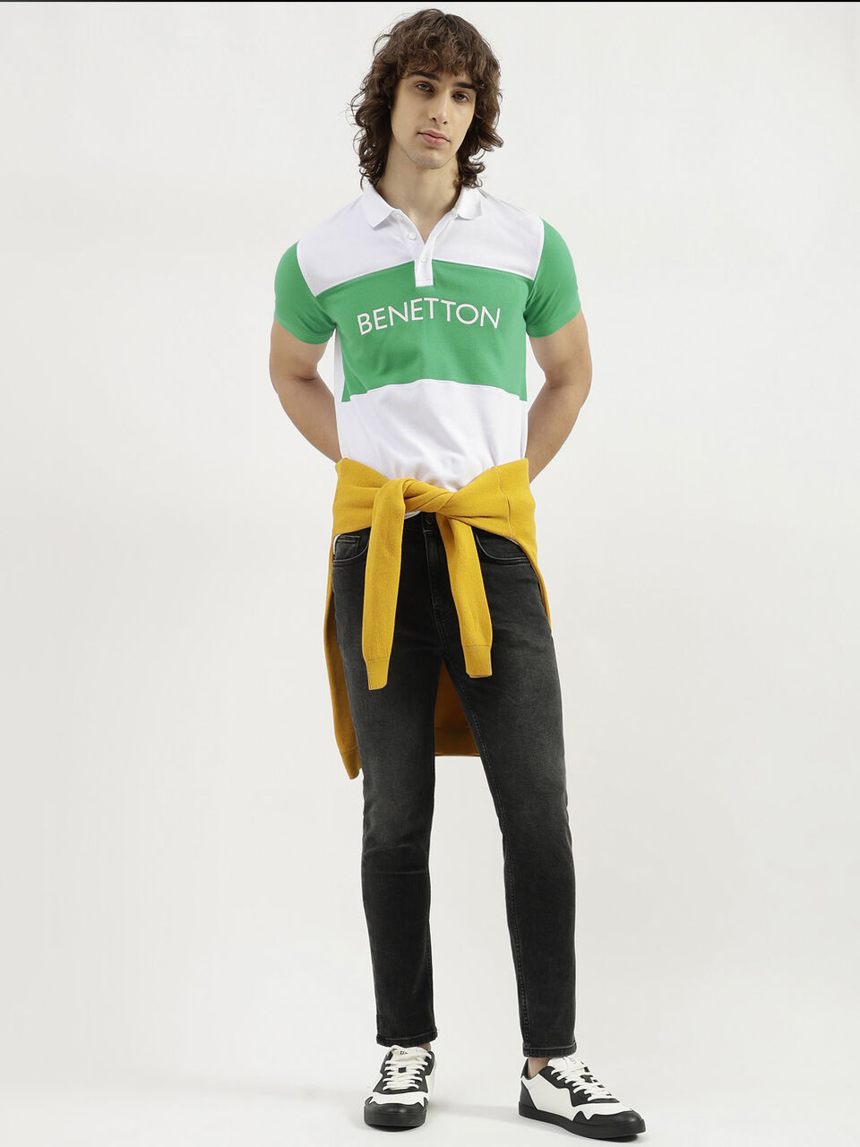 COLOR BLOCK BRANDED PIQUE POLO image number null