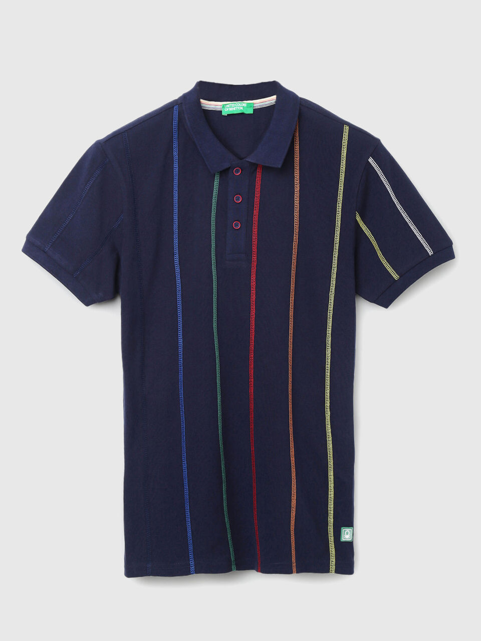 VERTICAL FLAT LOCK PIQUE POLO image number 1