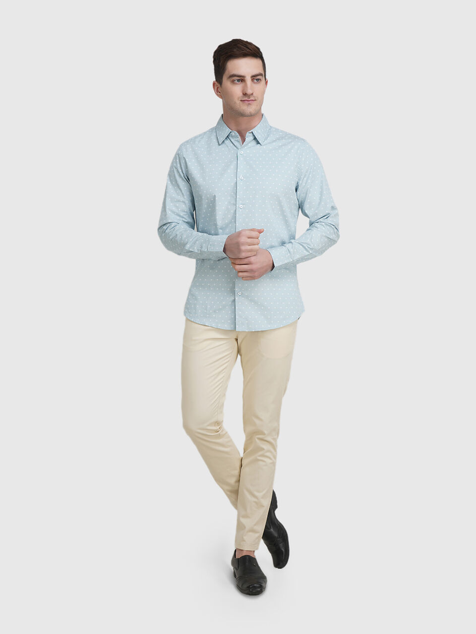 Fill Sleeve Giza Satin Print Shirt image number null