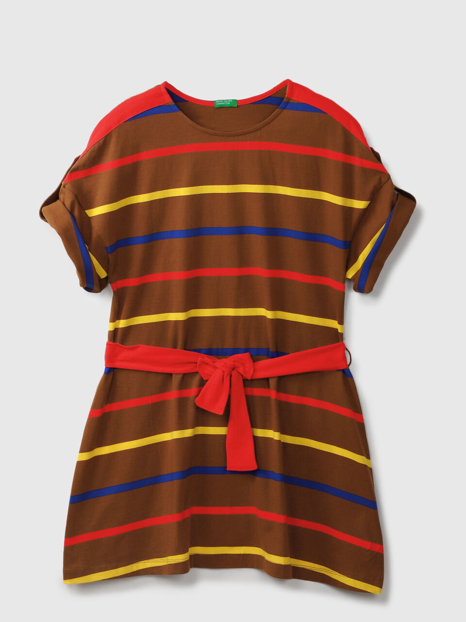 S/SLV Y/D DRESS WITH RED BELT image number 1