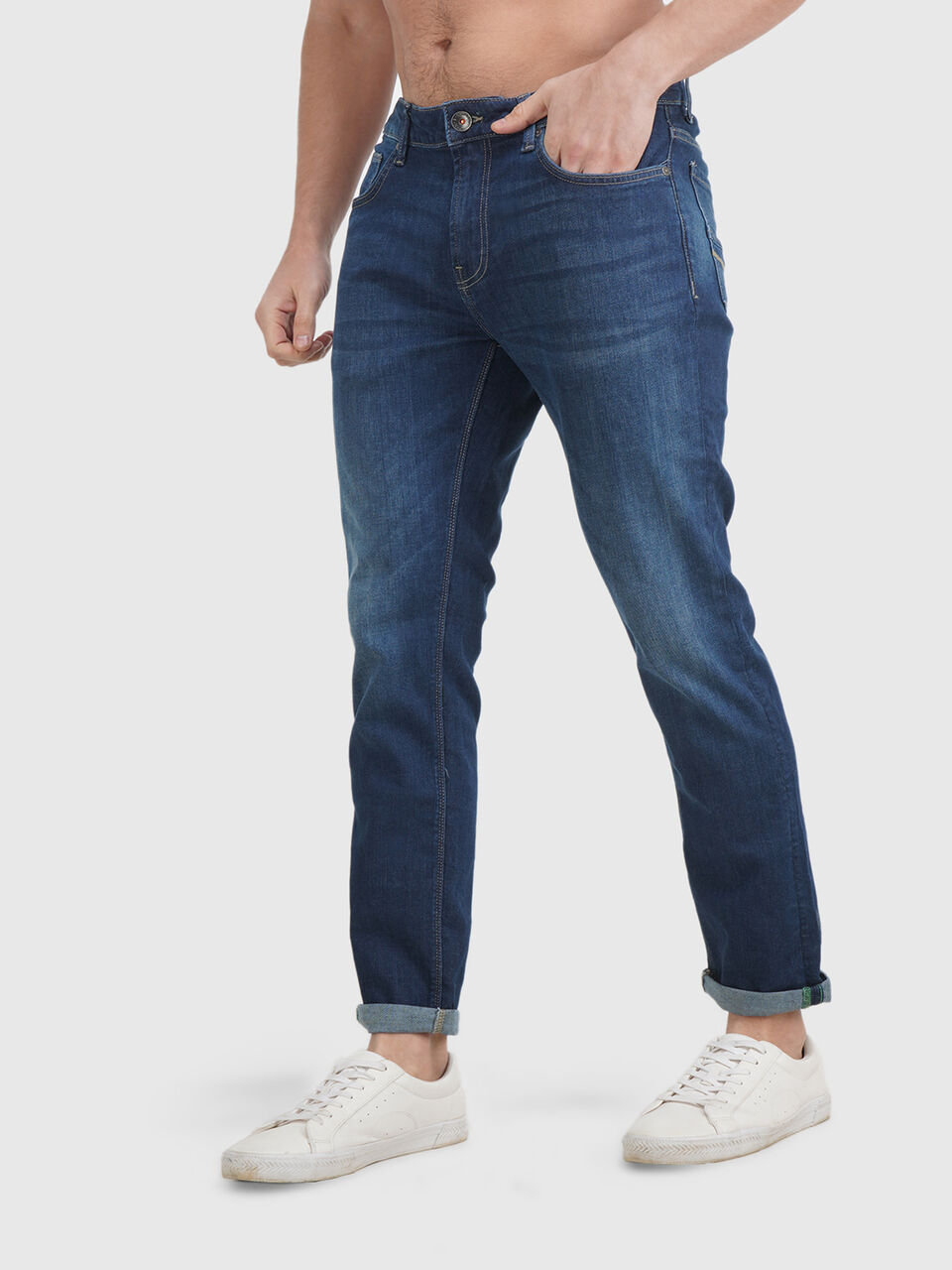 Skinny Fit  Mid Blue Boomerang Jeans image number null