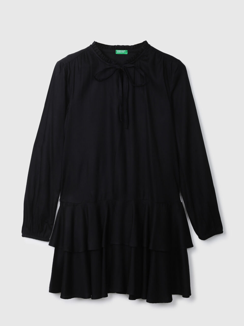 Full Sleeve Tiered Ruffle Dress Solid image number 1