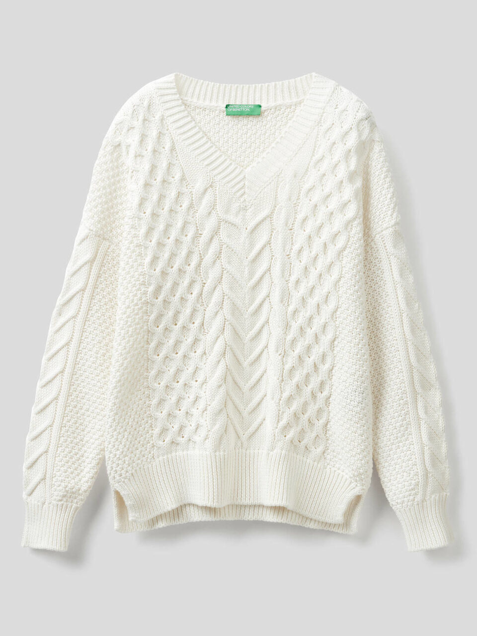 Knit sweater in pure cotton image number 1