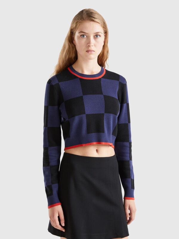Cropped checkered sweater Women