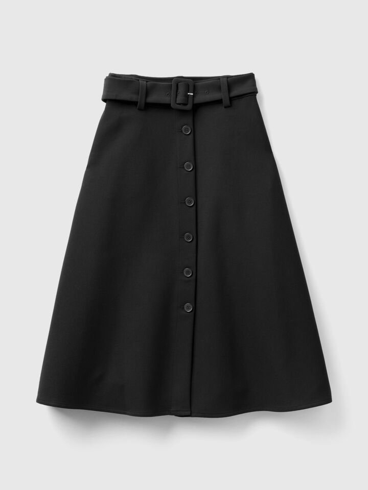 Midi skirt with belt and buttons image number 1