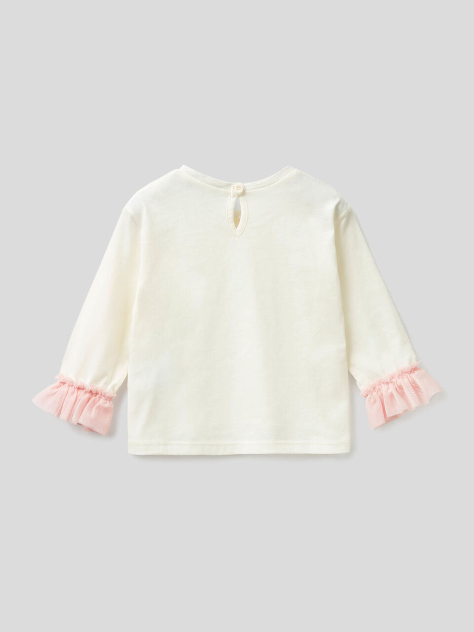 100% cotton t-shirt with tulle cuffs image number 2