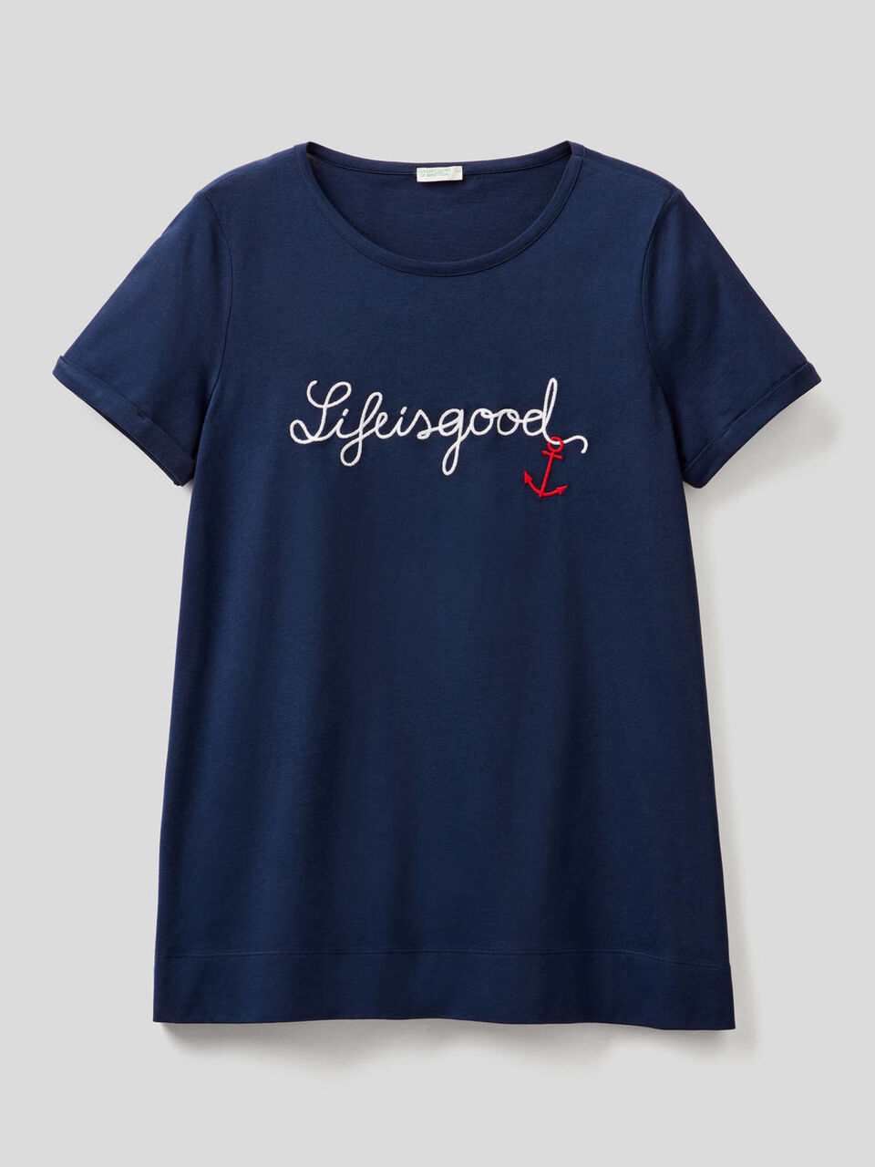Embroidered t-shirt in pure cotton image number 1