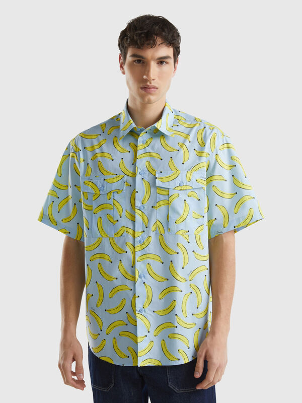 Light blue shirt with banana pattern Men