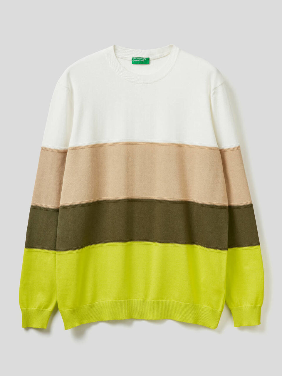 Striped sweater in pure cotton image number 1