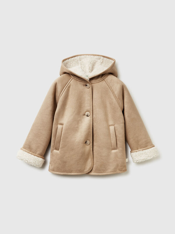 Hooded jacket with suede look Junior Girl