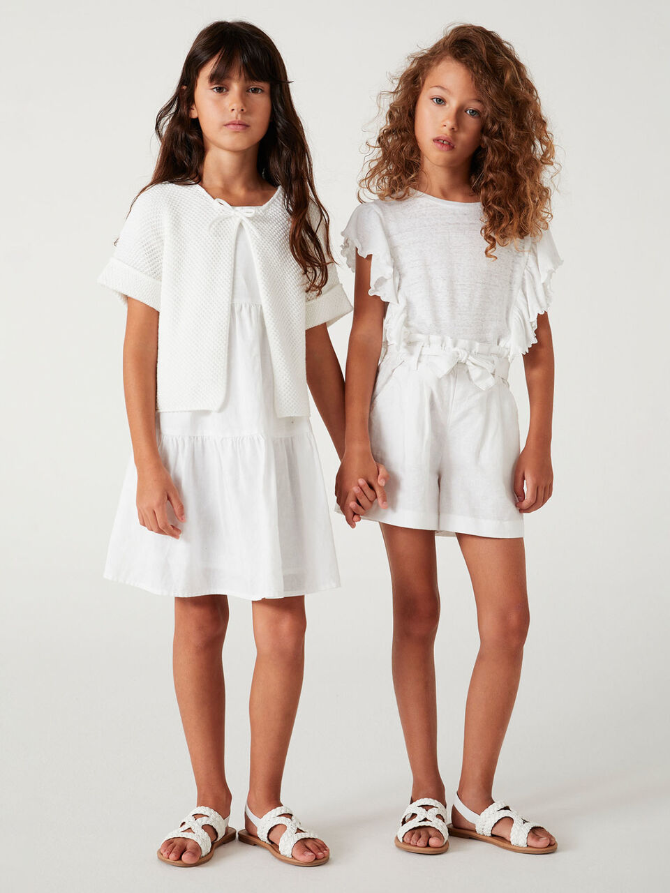 Bermudas in linen blend with sash image number 1