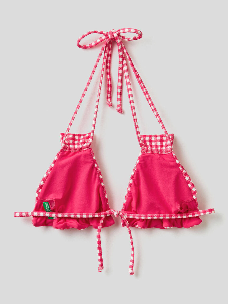 Patterned triangle swim top with frills image number 2