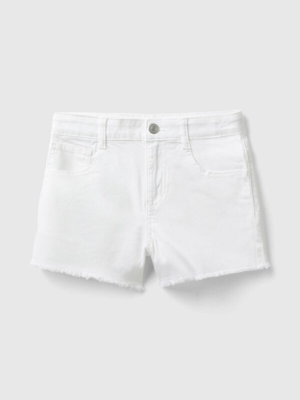 Frayed shorts in stretch cotton Junior Girl