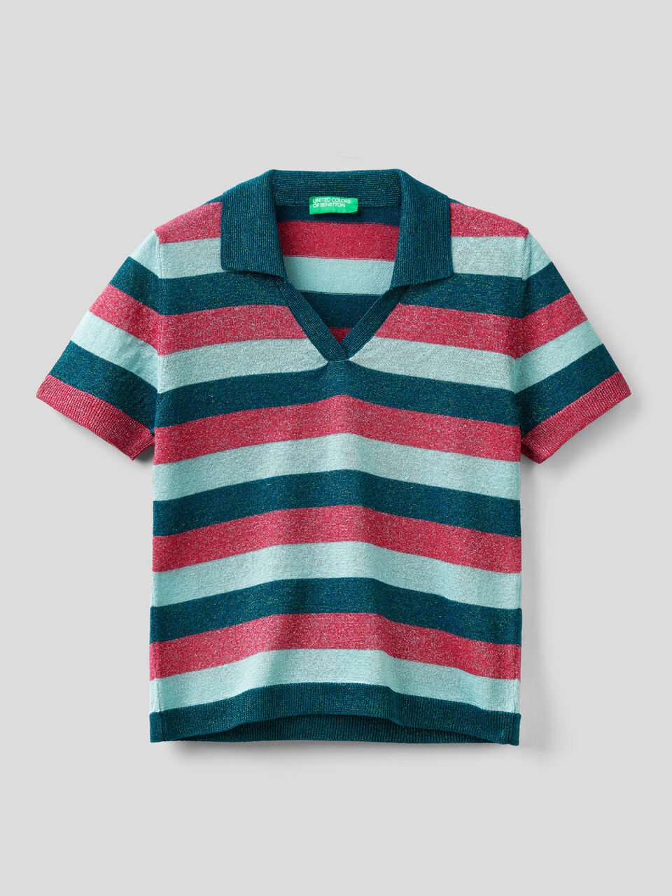 Short sleeve polo with lurex image number 1