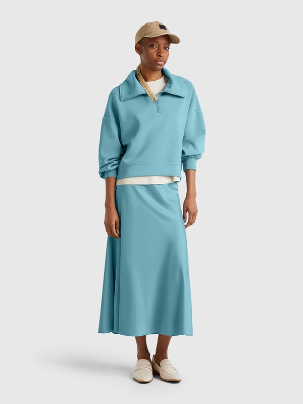 Flowy satin look skirt Women