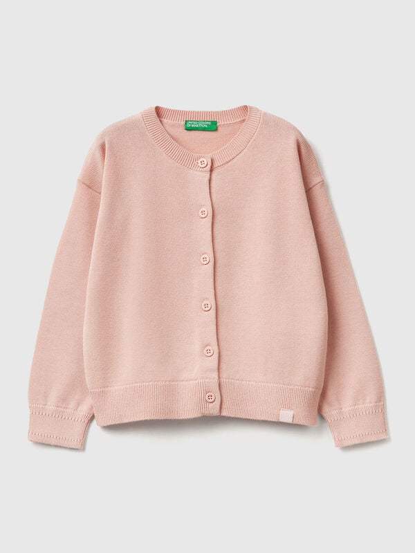 Pure cotton crew neck cardigan Junior Girl