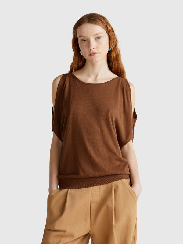 Reversible linen blend sweater Women