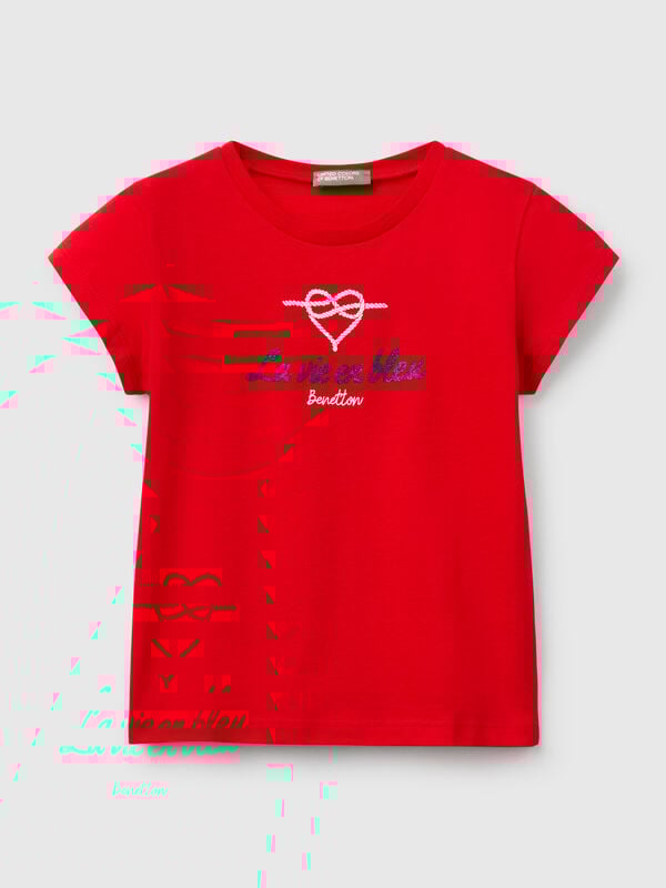 T-shirt in cotton with glitter Junior Girl