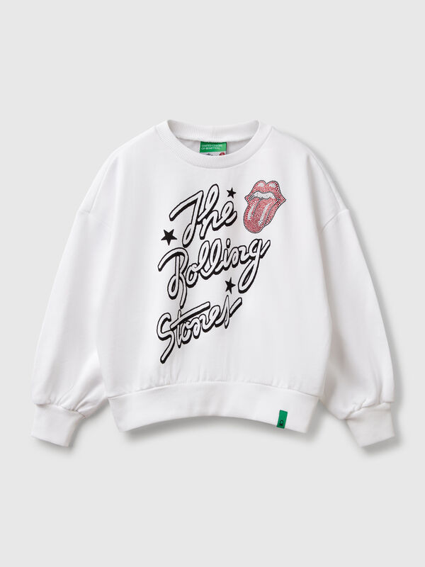 Oversized fit "The Rolling Stones" sweatshirt with rhinestone Junior Girl