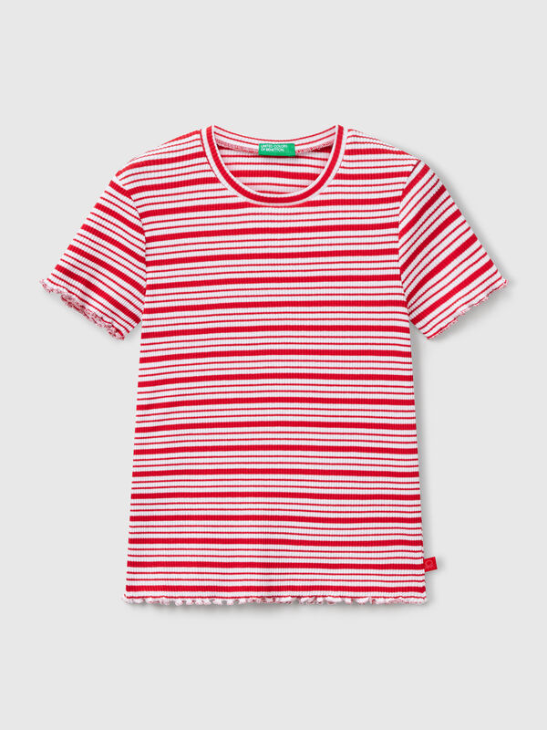 Striped stretch cotton t-shirt Junior Girl
