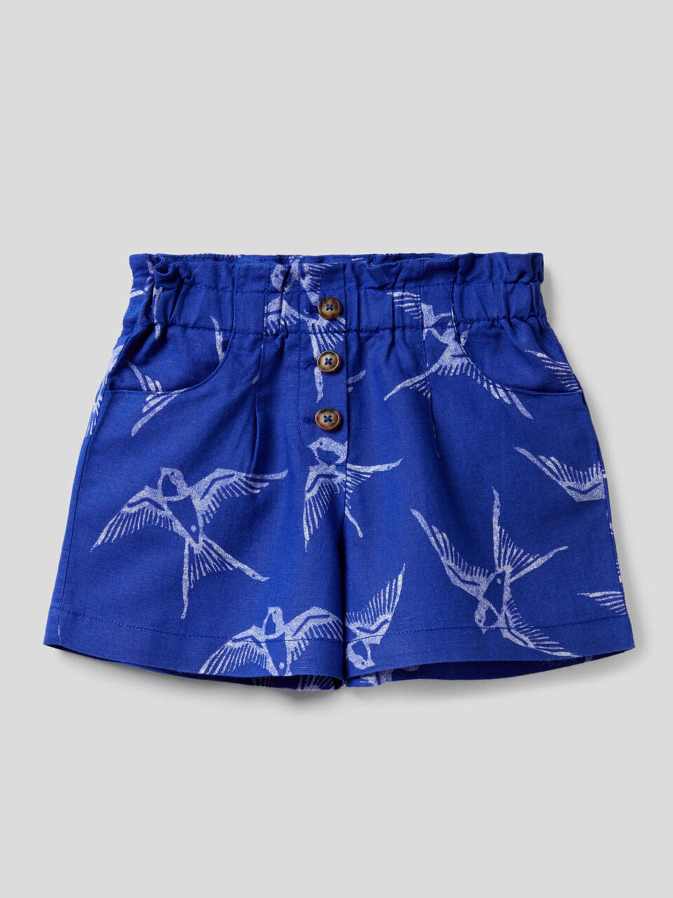 Printed shorts in cotton linen blend image number 1