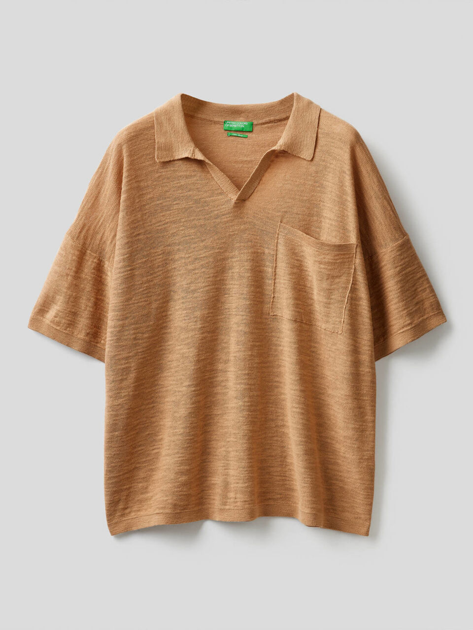 Polo in linen blend cotton image number 1
