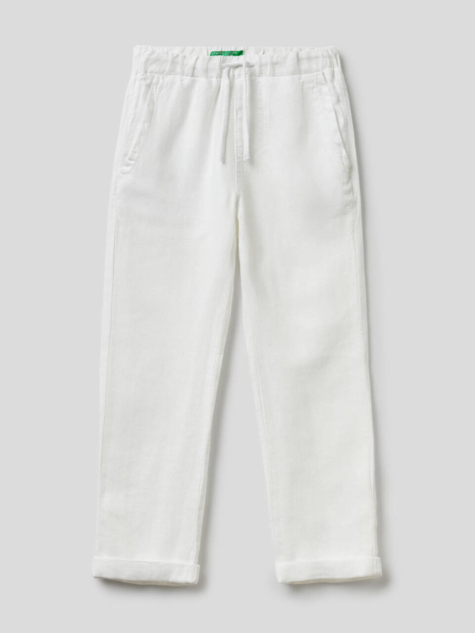100% linen trousers with drawstring image number 1