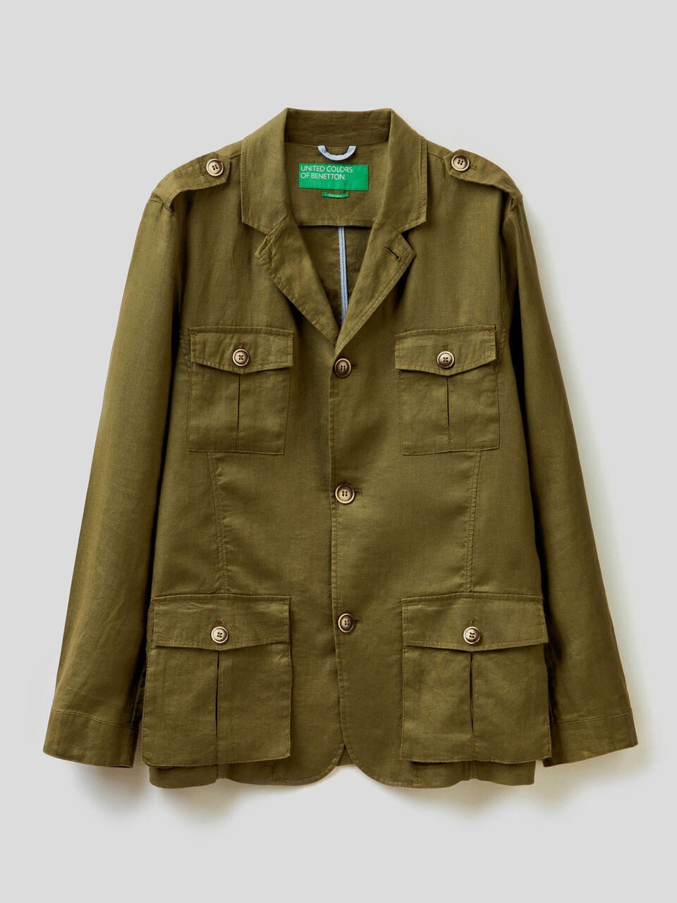 Pure linen jacket with pockets image number 1