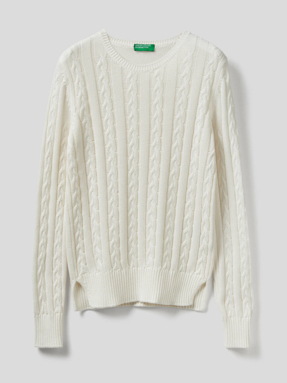Cotton sweater with cable knit image number 1