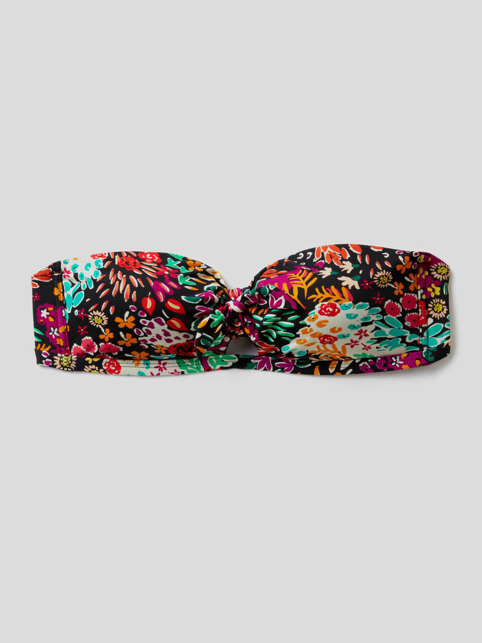 Tropical print bandeau bikini top image number 1